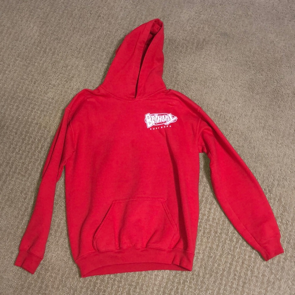 red bethany surf shop hoodie